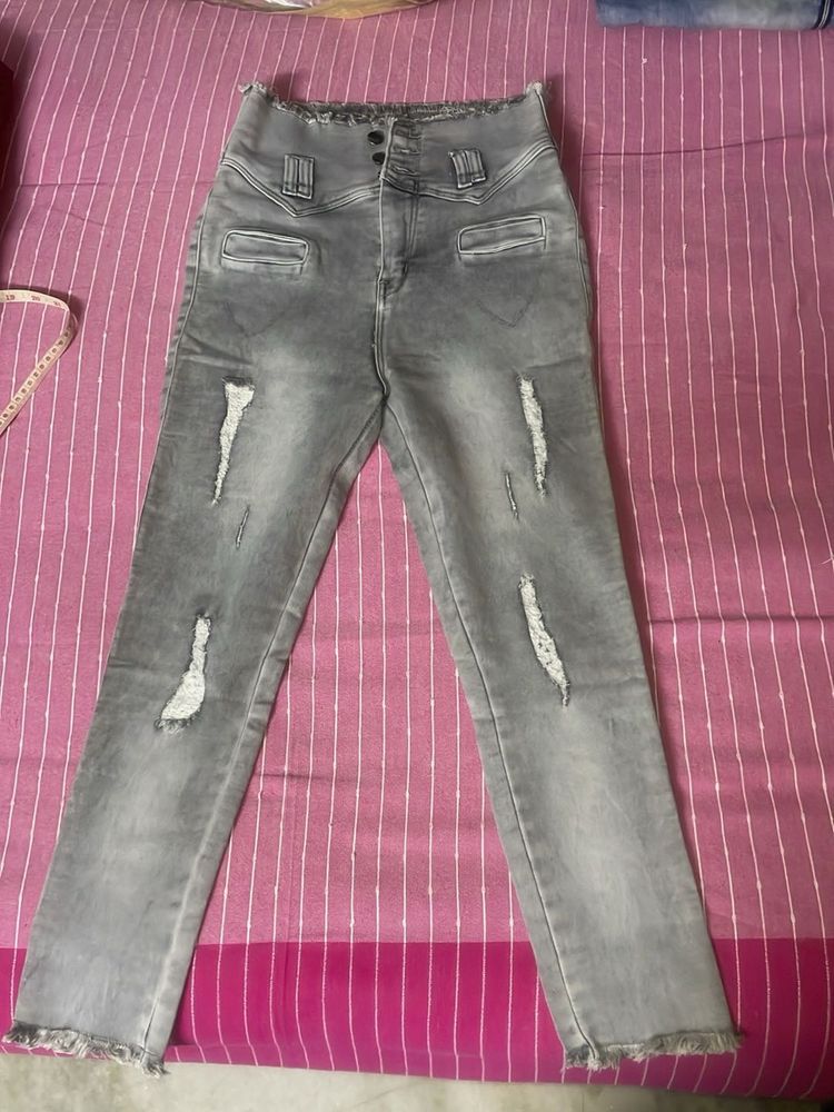 Distressed High-Waisted Jeans
