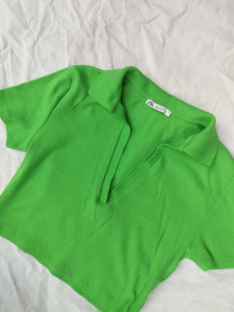 Zara Green Polo Top