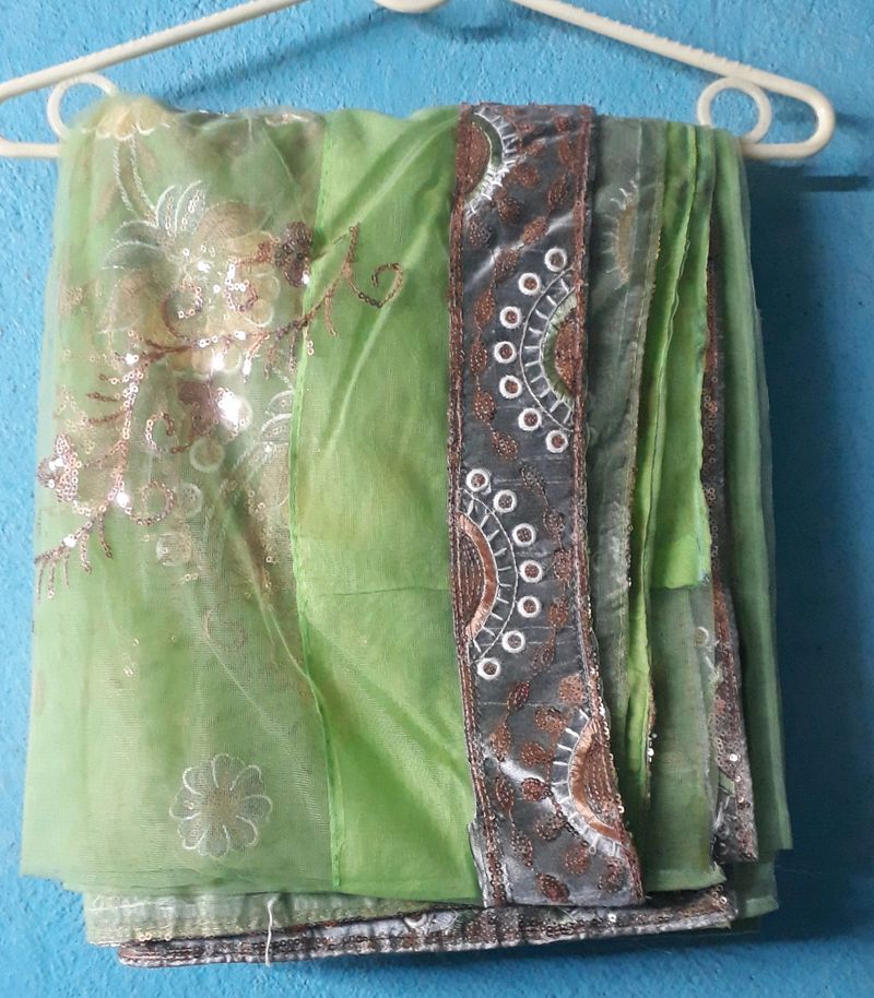 Green Net Saree