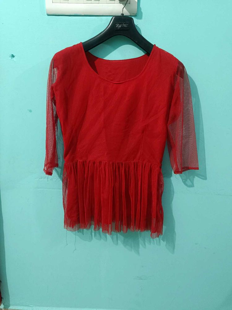 Red Tulle Top