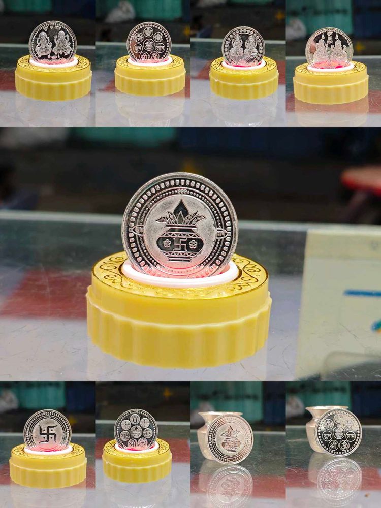 Pure Silver Religious Coins For Dipawali