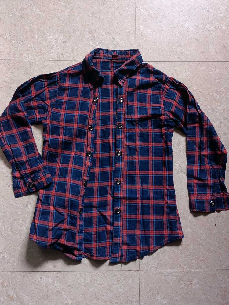 Red &amp; Blue Plaid Flannel Shirt