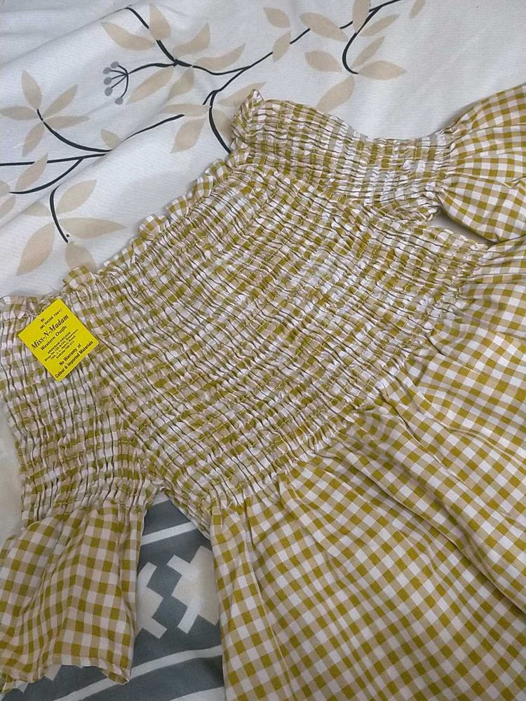 Gingham Smocked Crop Top