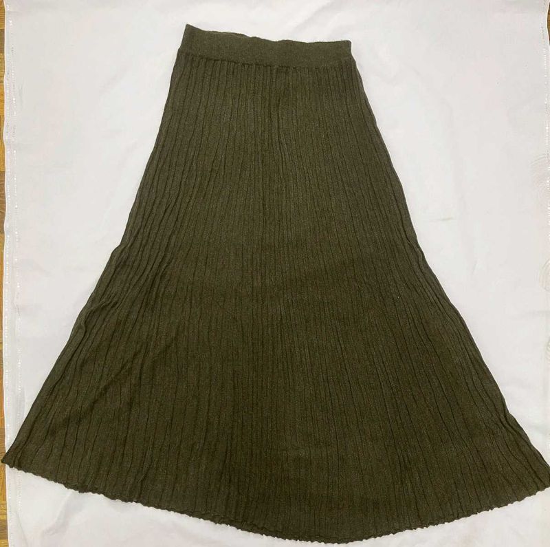 Olive Green Knit Skirt