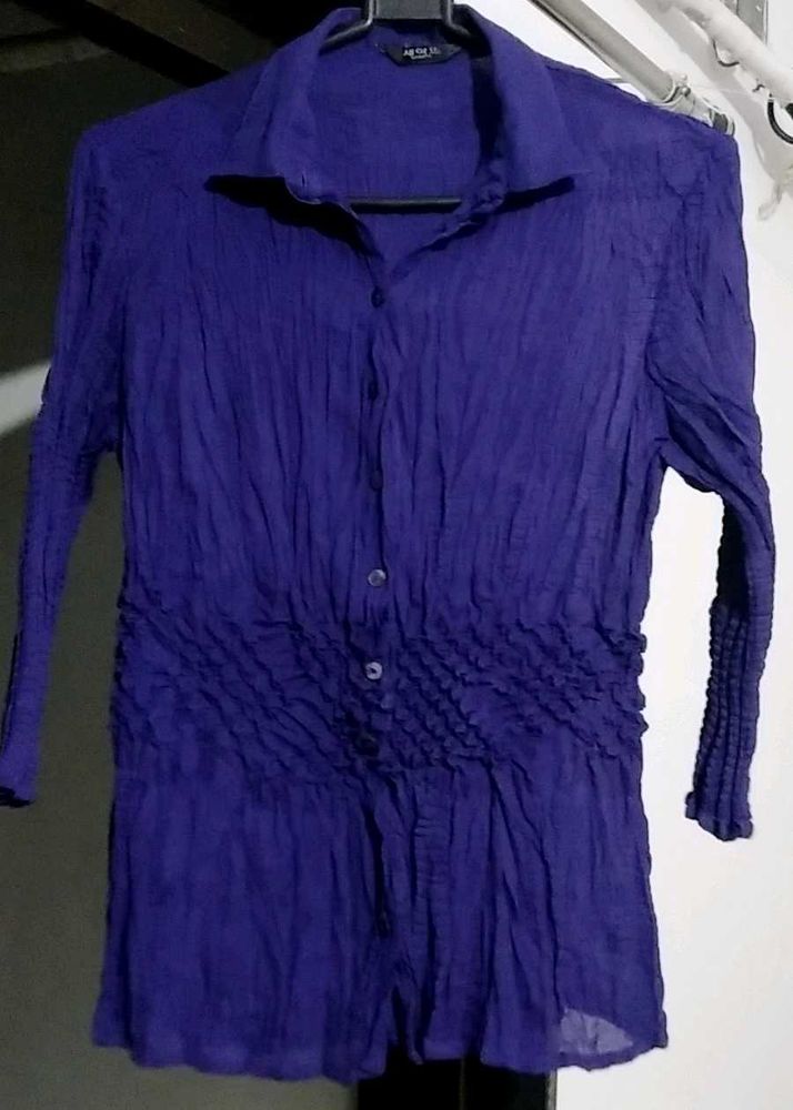 Purple Textured Button-Down Top