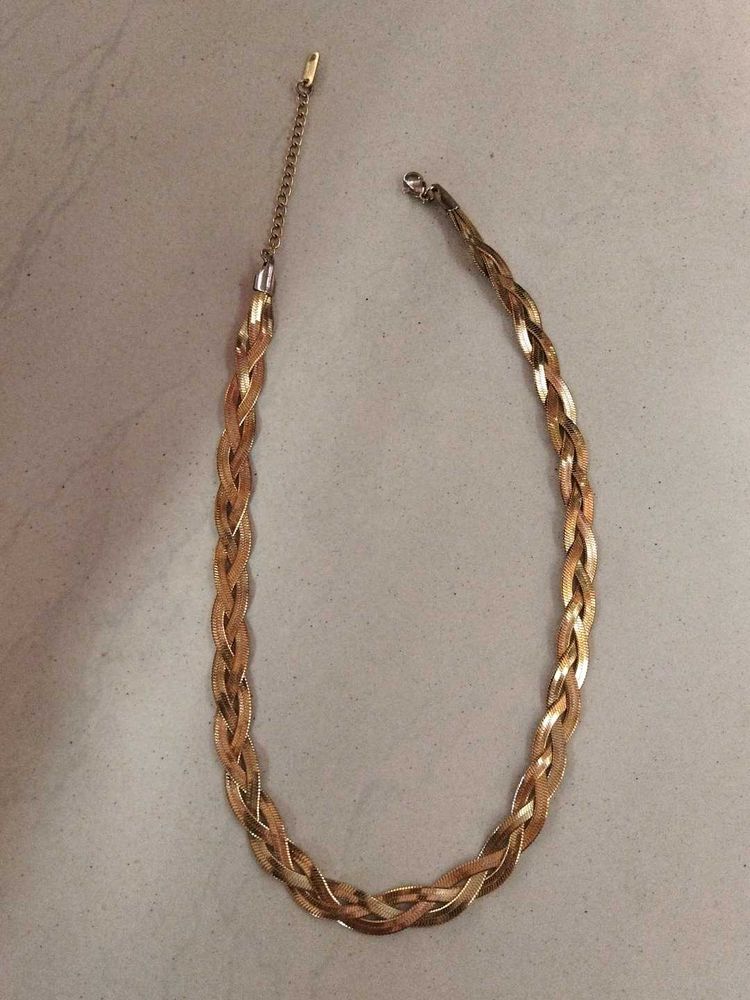 Vintage Braided Anti-tarnish Gold Tone Necklace