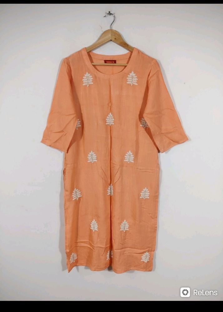 Peach Color Embroderied Kurta