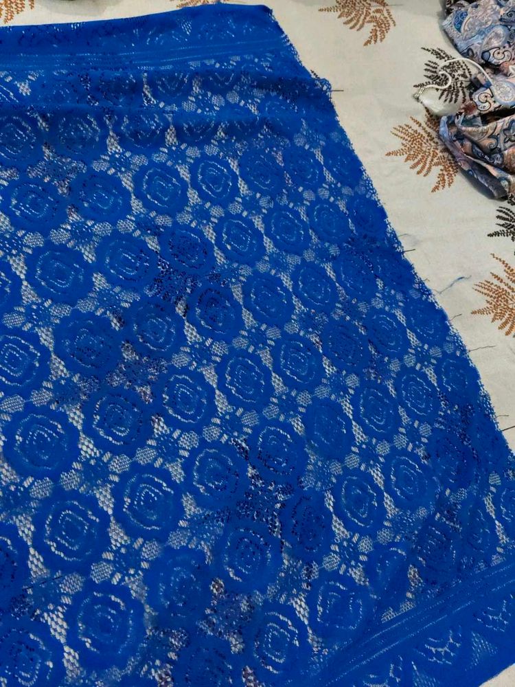 Cobalt Blue Floral Lace Fabric