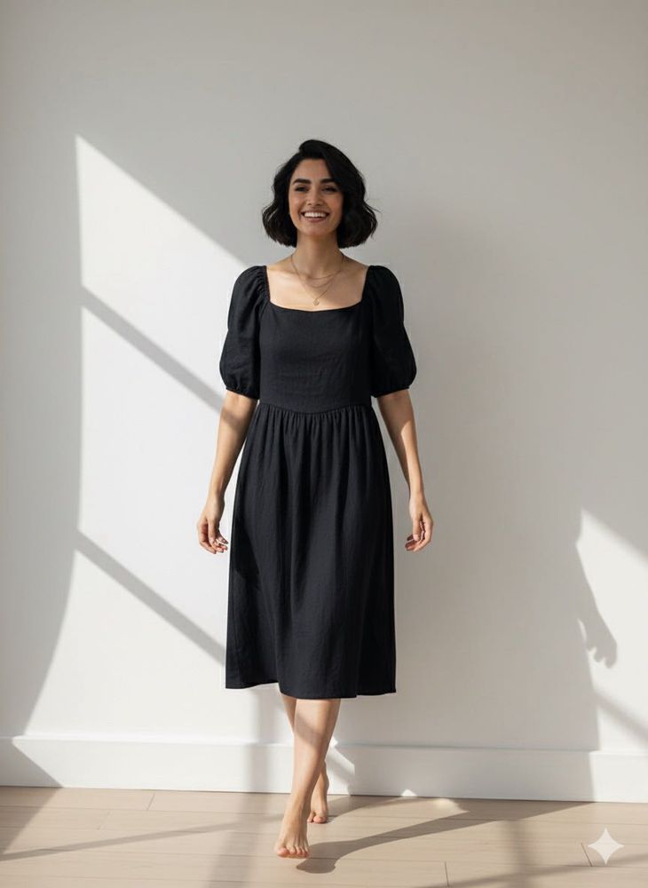 Elegant Black Midi Dress