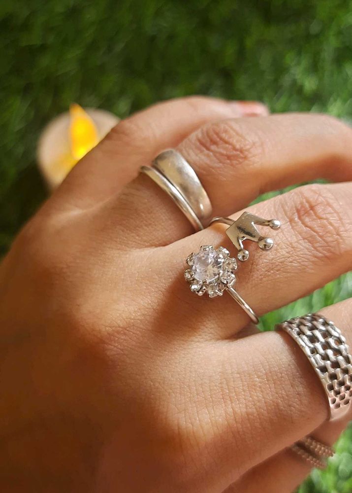 Silver Crown Adjustable Ring👑