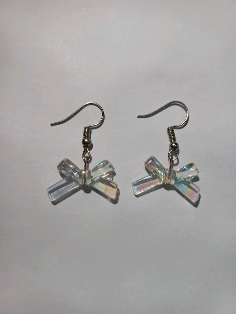 Handmade Clear Bow Earrings