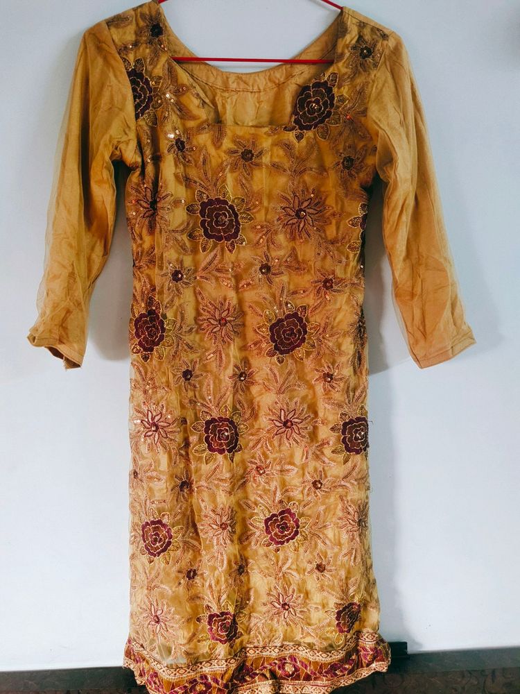 cotton silk with net Suit.