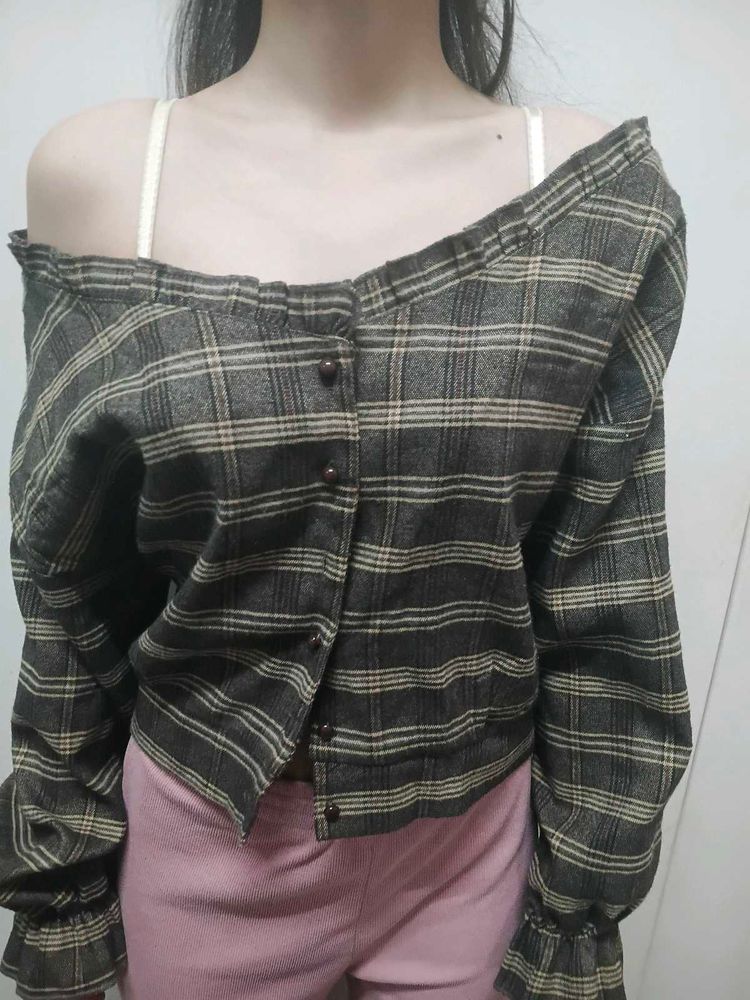 Plaid Off-Shoulder Top