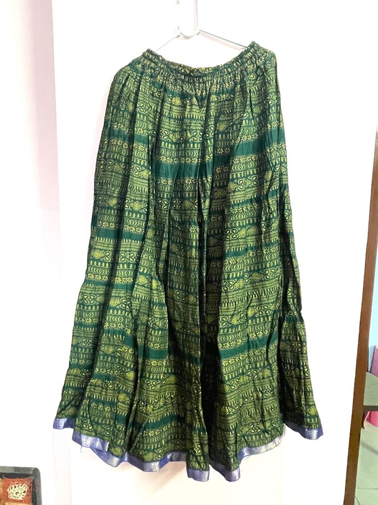 Green Skirt With Full Work