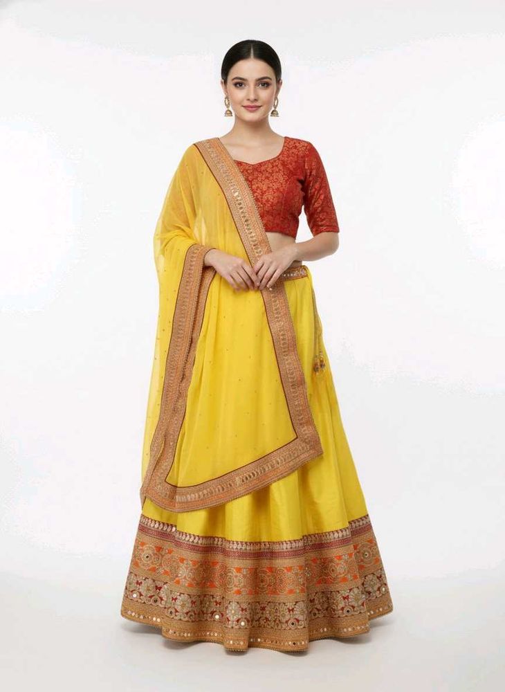Bespoke Bridal Raw Silk Lehenga Bust 40 inch