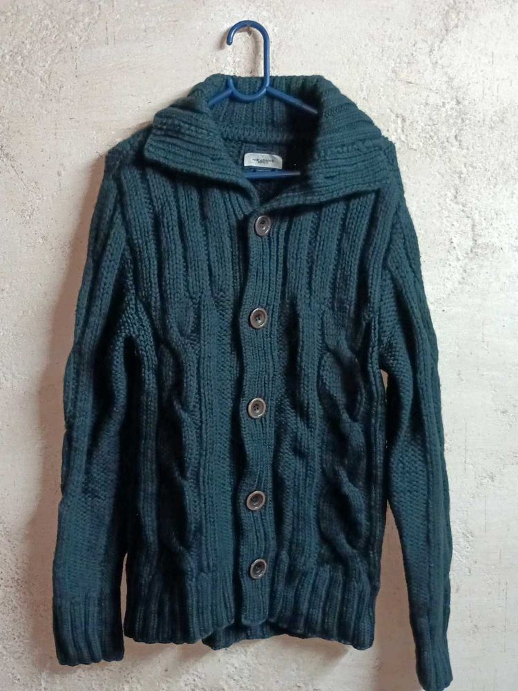 Heavy Winter Cable Knit Cardigan Woolen Sweater