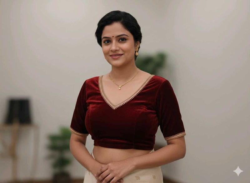 Elegant Maroon Velvet Blouse