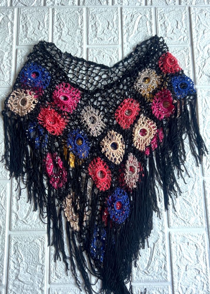Crochet Poncho / Cape with Fringe