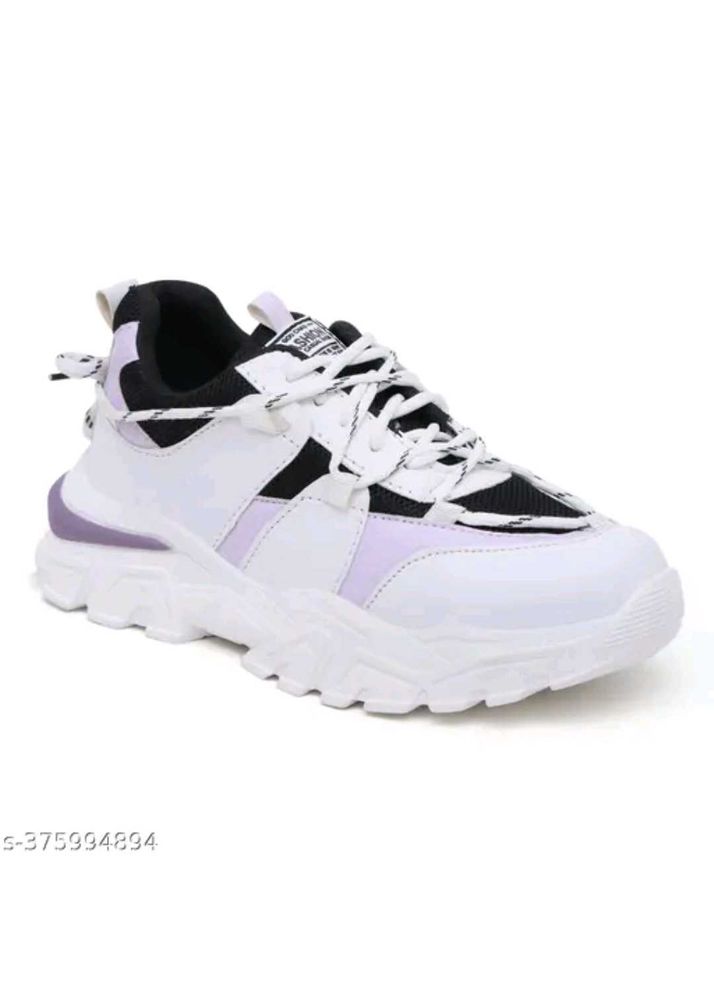 Stylish White &amp; Purple Sneakers