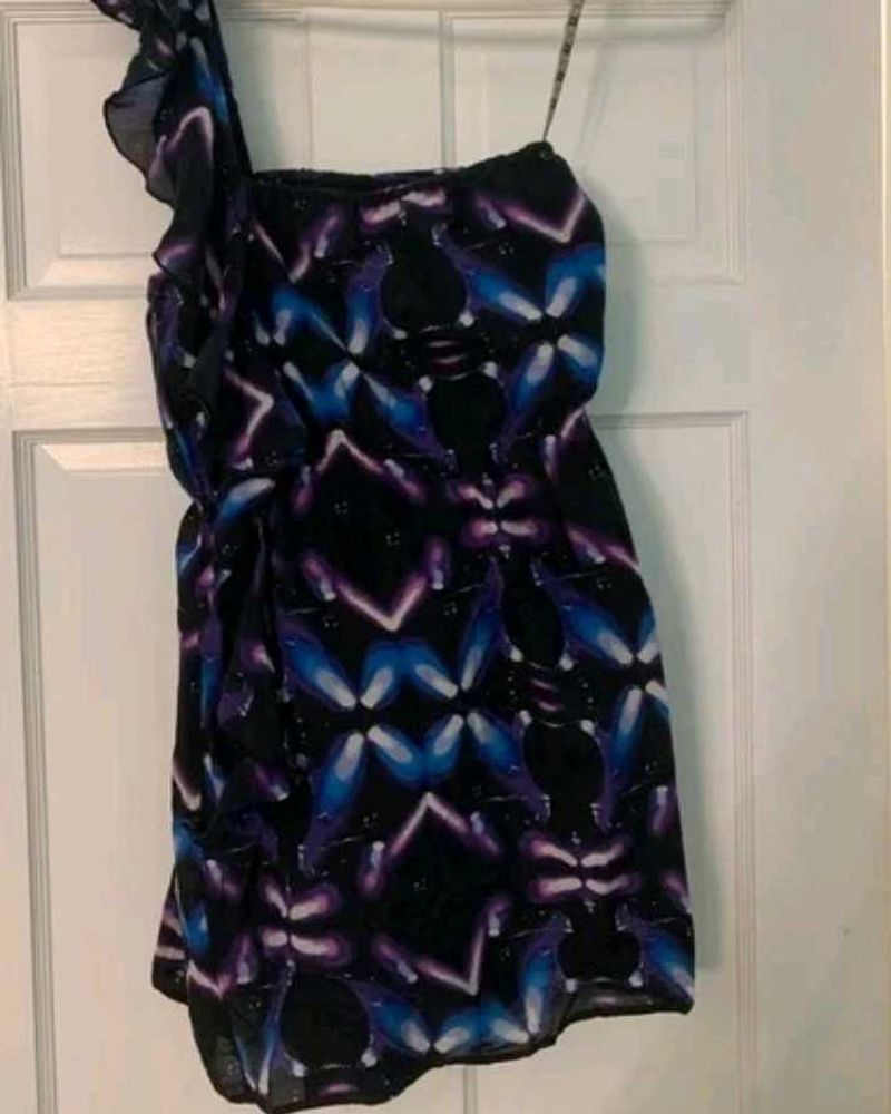Galaxy Print One Shoulder Dress