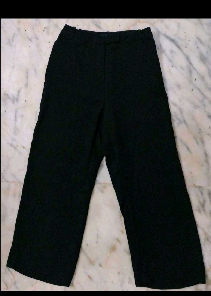 Black Cropped Wide Leg Pants