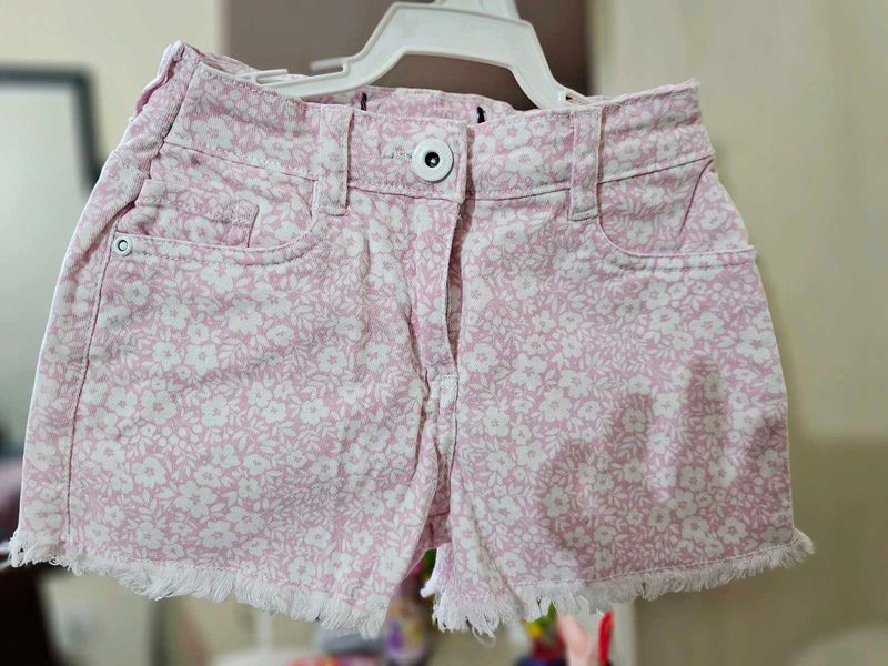 Floral Frayed Hem Shorts 4-5 year