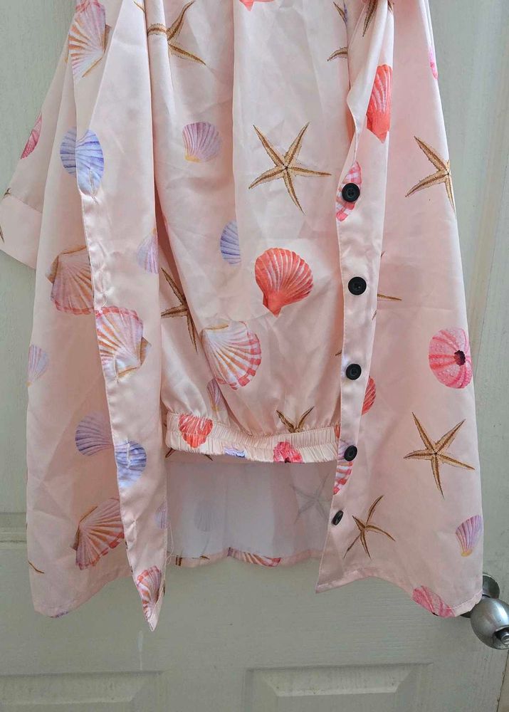 Shell Print Satin Loungewear