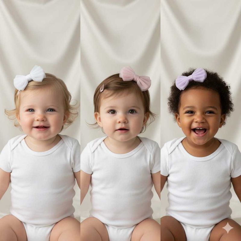 Cute Baby Bow Hairclips 6 Double layered