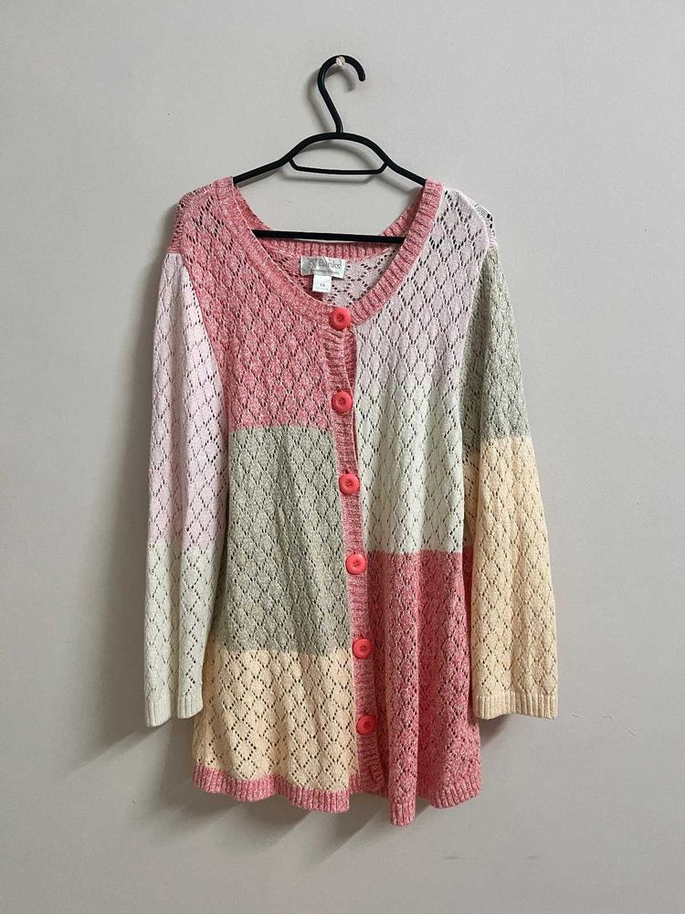 Pastel Colorblock Knitted Cardigan