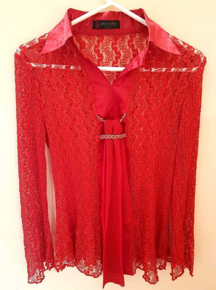 Women Red Lace Top