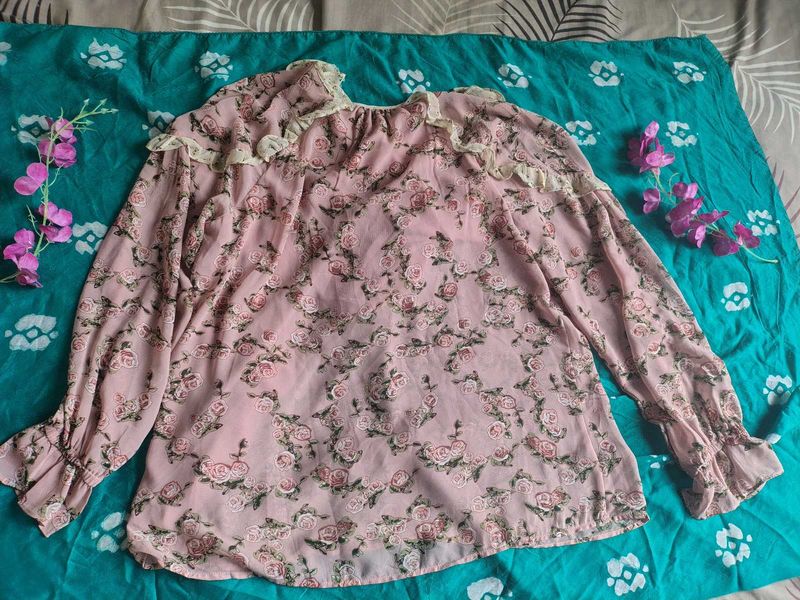 Romantic Rose Print Blouse