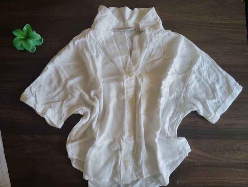 White Short Sleeve Button Down
