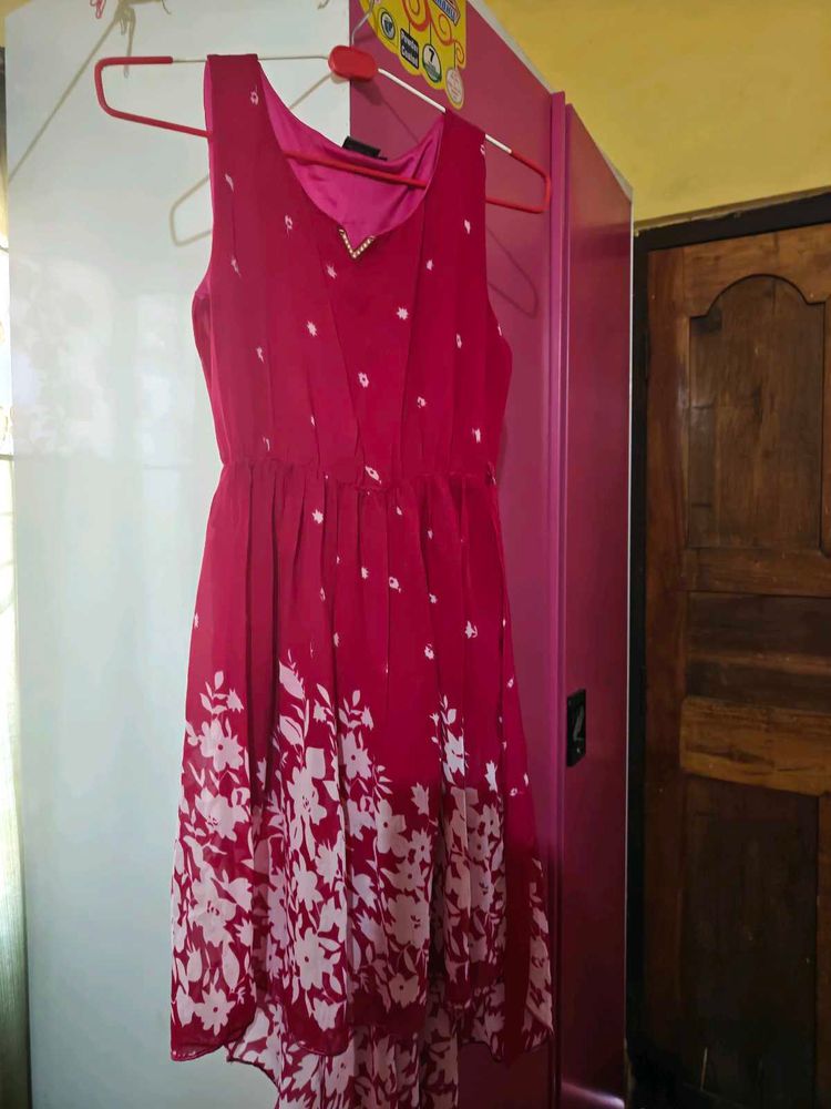 Pink Floral Sleeveless Dress