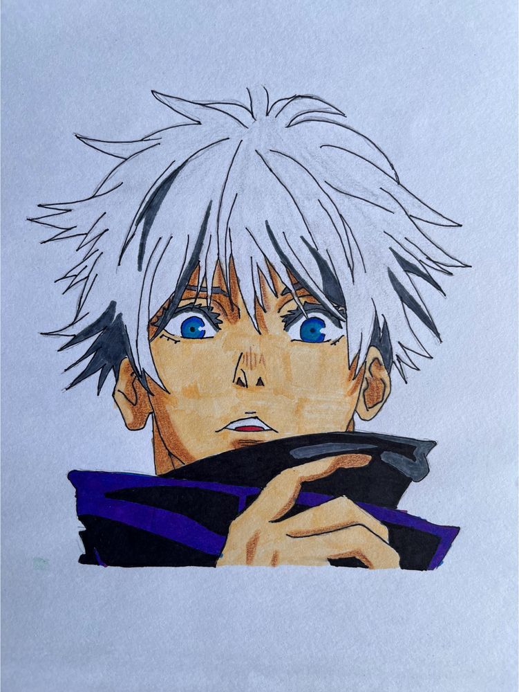 Gojo Satoru Anime Drawing Coloured Sketch