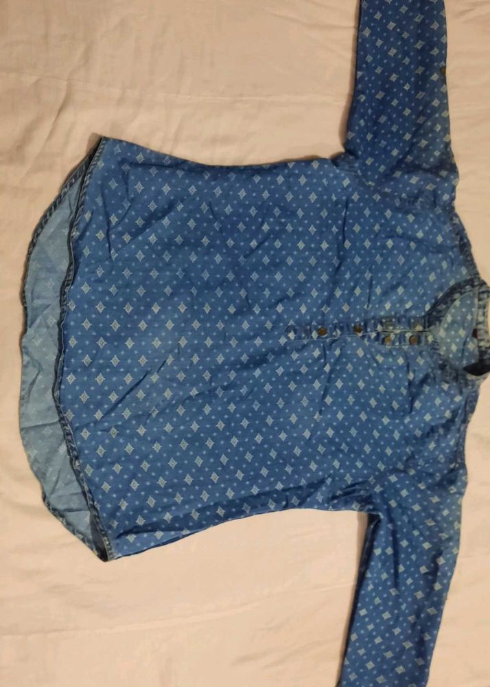 Denim Print Button Down