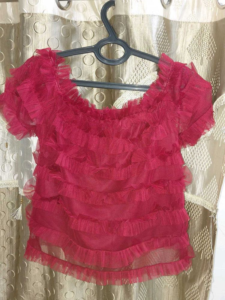Red Ruffled Layered Top