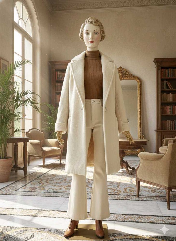 Women's Beige trench fur coat