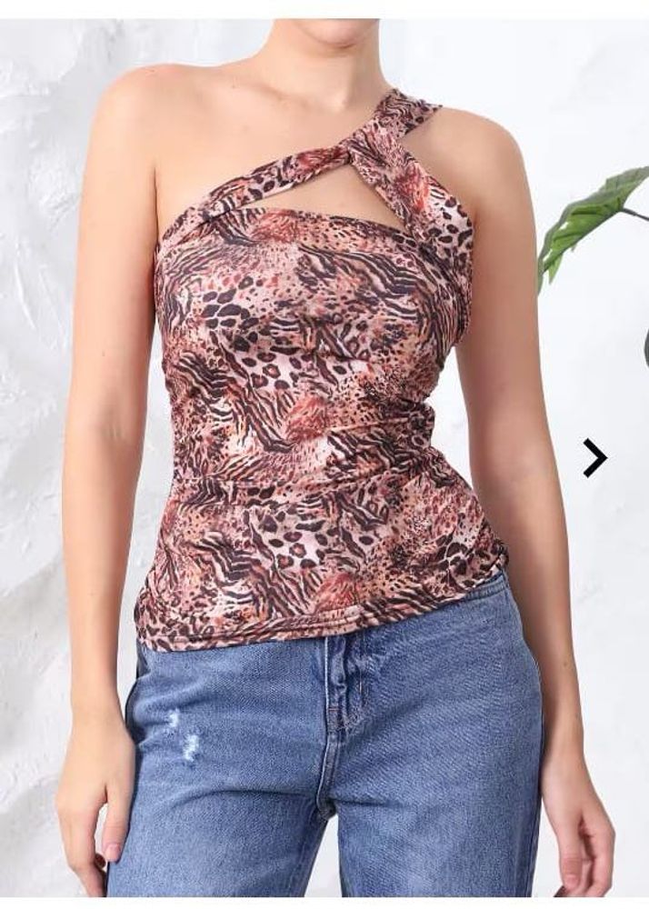 Animal Print One Shoulder Top