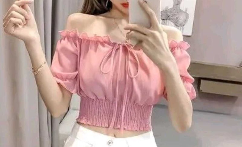 Off-Shoulder Pink Ruffle Top