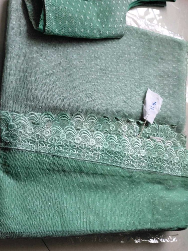 Sea Green Bluish A Beautiful Net Saree