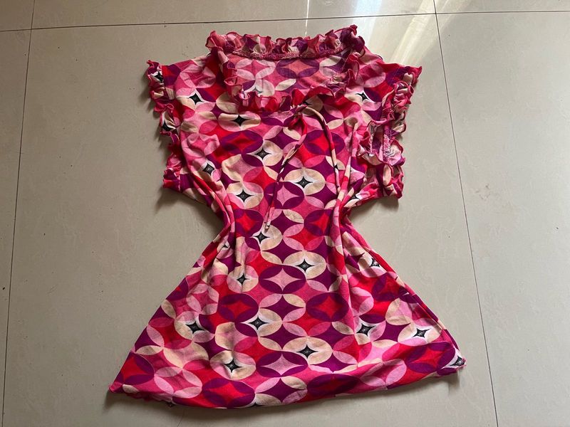 clown core Pink Ruffle Top