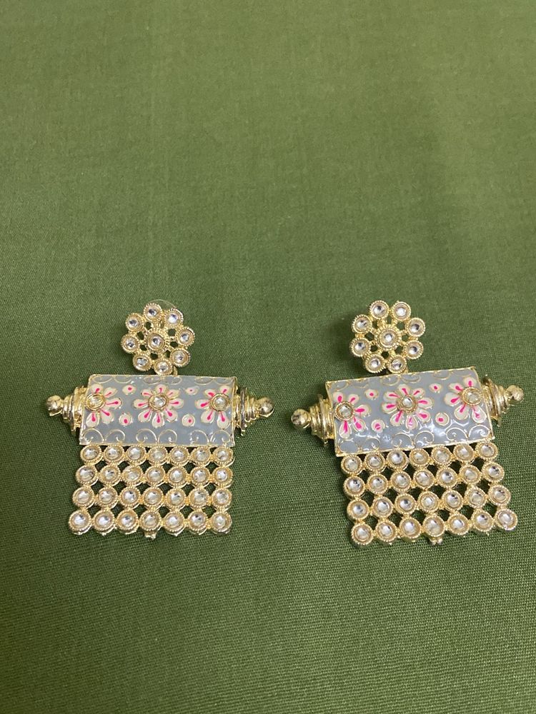 MEENAKARI GOLDEN EARRINGS