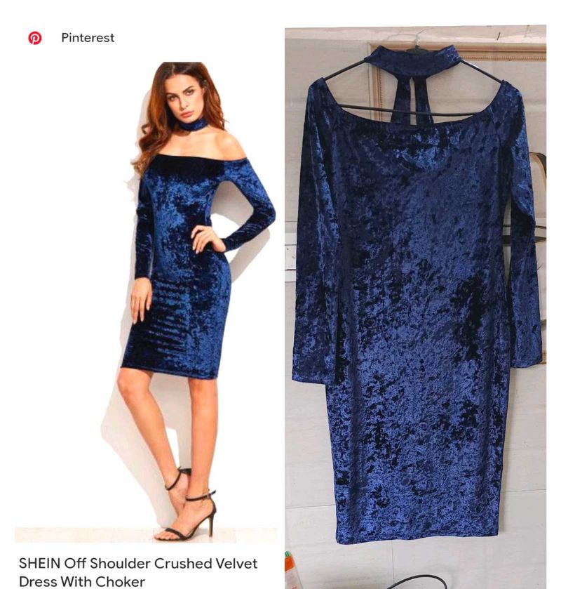 Beutiful Crushed Velvet Shein Dress