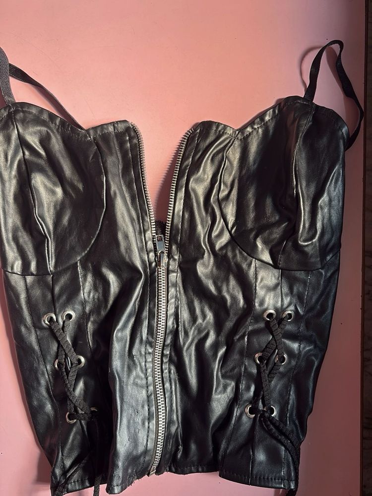 Black Corset Top with Zipper