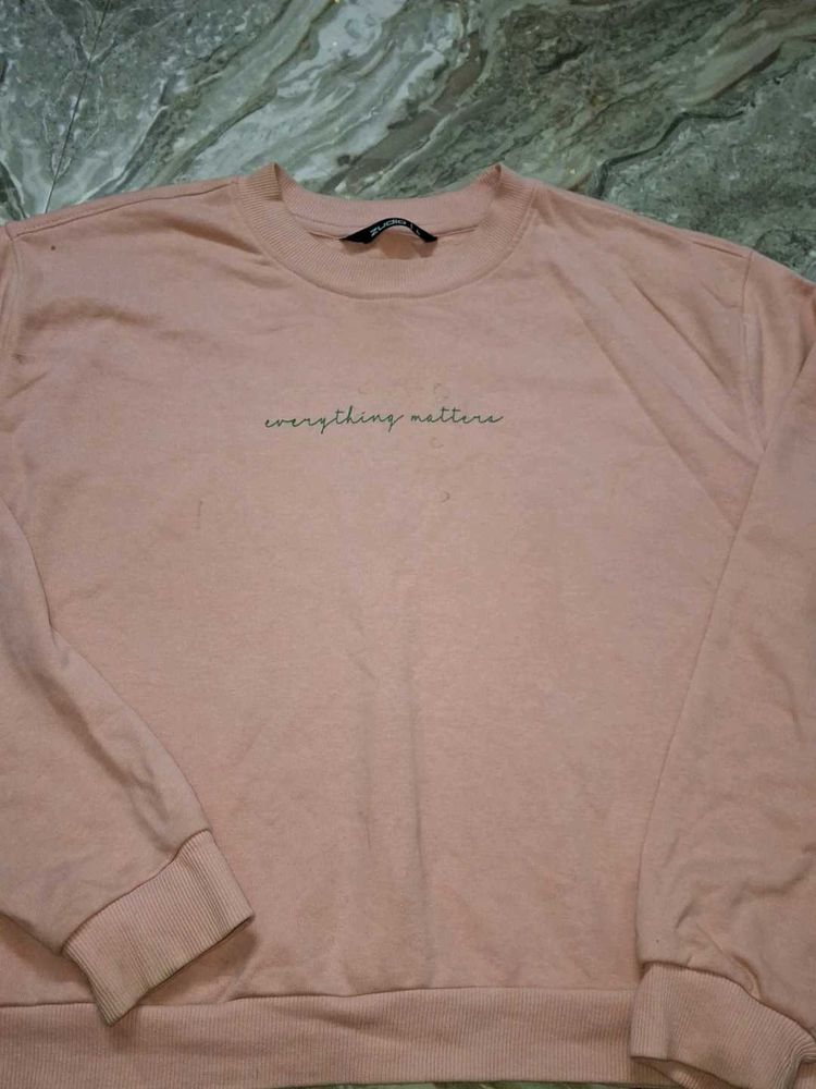 Peach Slogan Sweatshirt