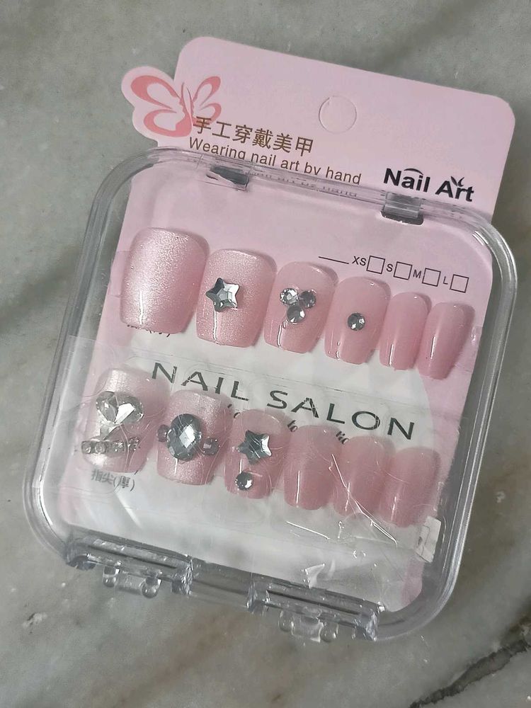 (3 Sets) Rhinestone Press-On Nails