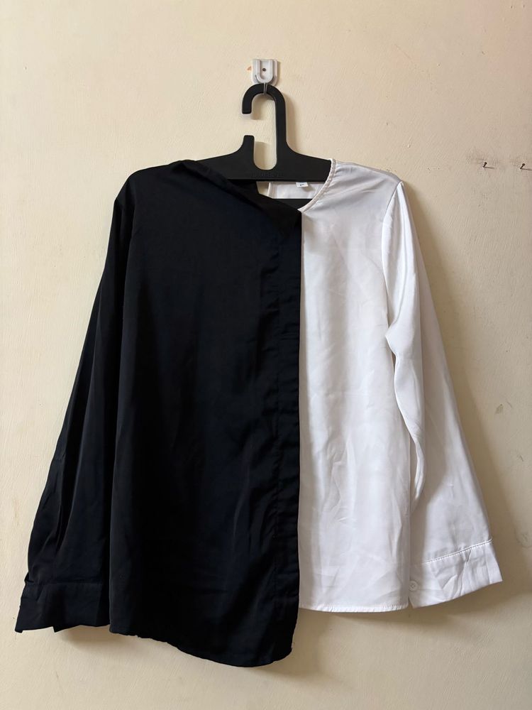 Black &amp; White Colorblock Blouse
