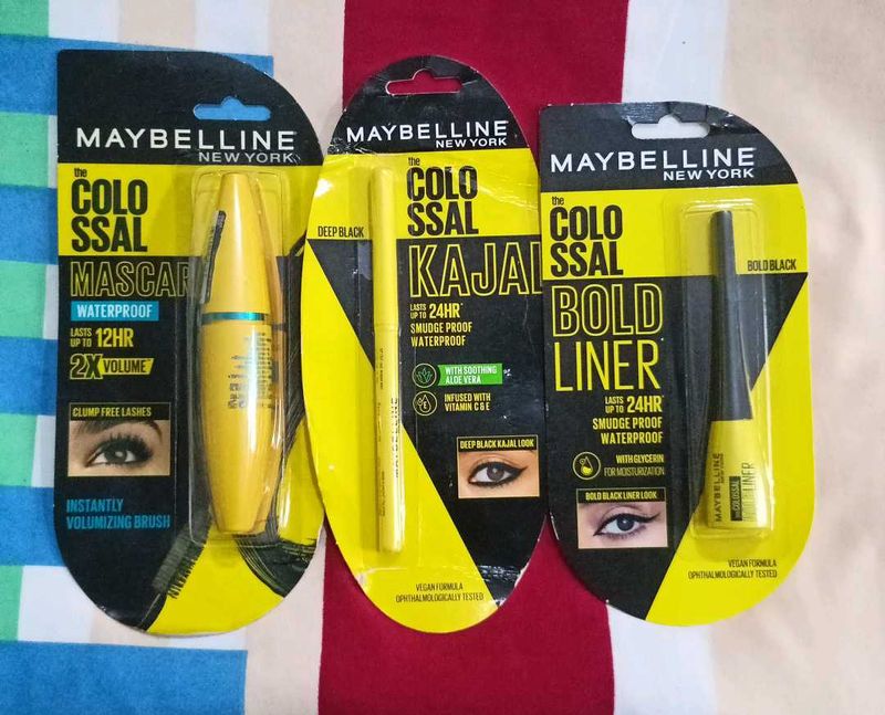 Maybelline Colossal Eyeliner, Kajal, Mascara Set