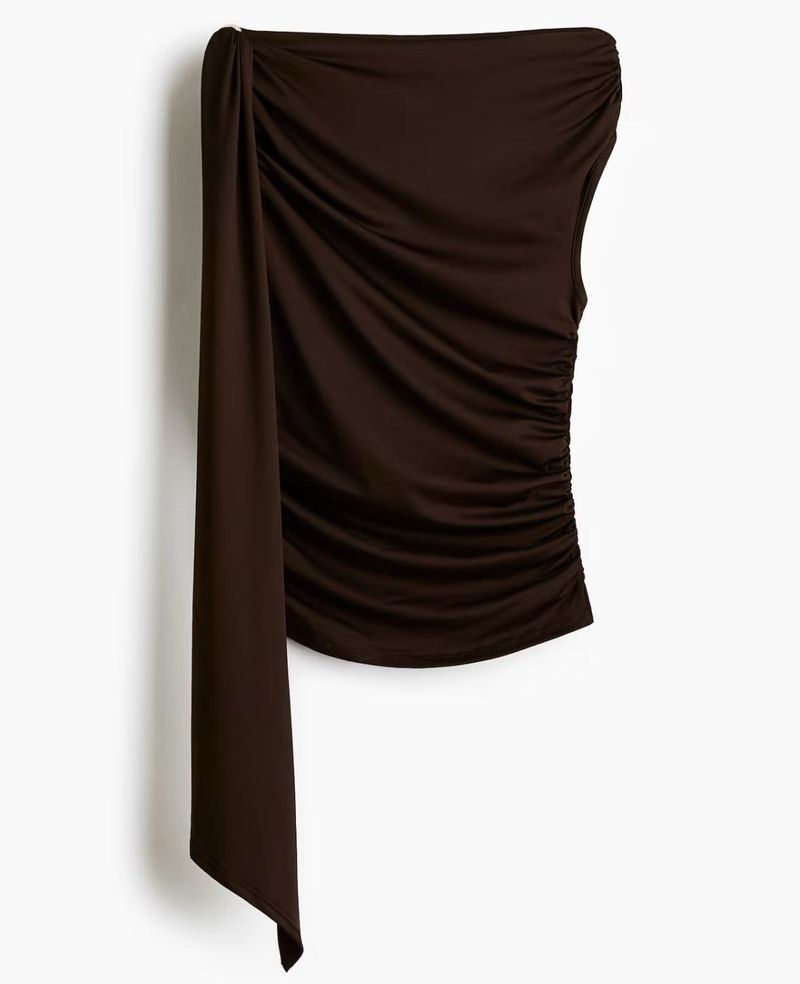 Brown One-Shoulder Top