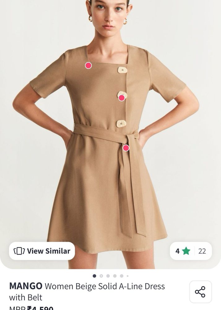 Mango Beige A-Line Dress